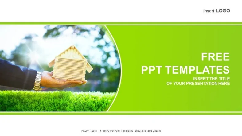 Hand And Wood House-Real Estate PowerPoint Templates
