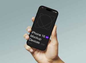 Hand Holding iPhone 16 Mockup