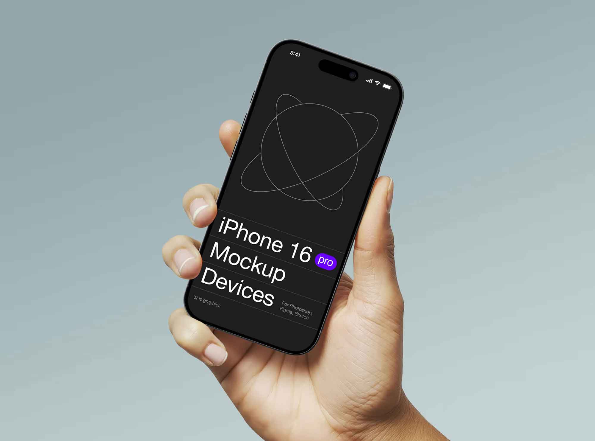 Hand Holding iPhone 16 Mockup
