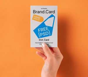 Hand Holding Vertical Brand Card Mockup