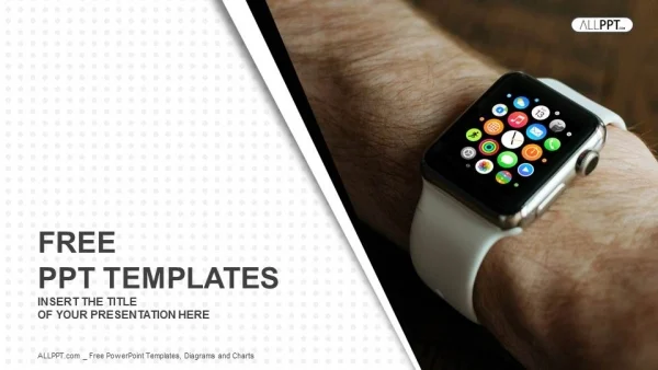 Hand wearing elegant smartwatch PowerPoint Templates