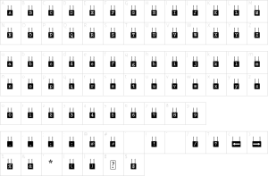 Mapa de caracteres da fonte Hang Board 123 Font
