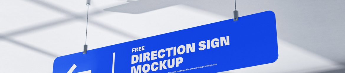 Hanging direction sign mockup