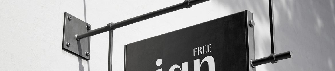 Hanging sign on blank wall mockup - Instant Download