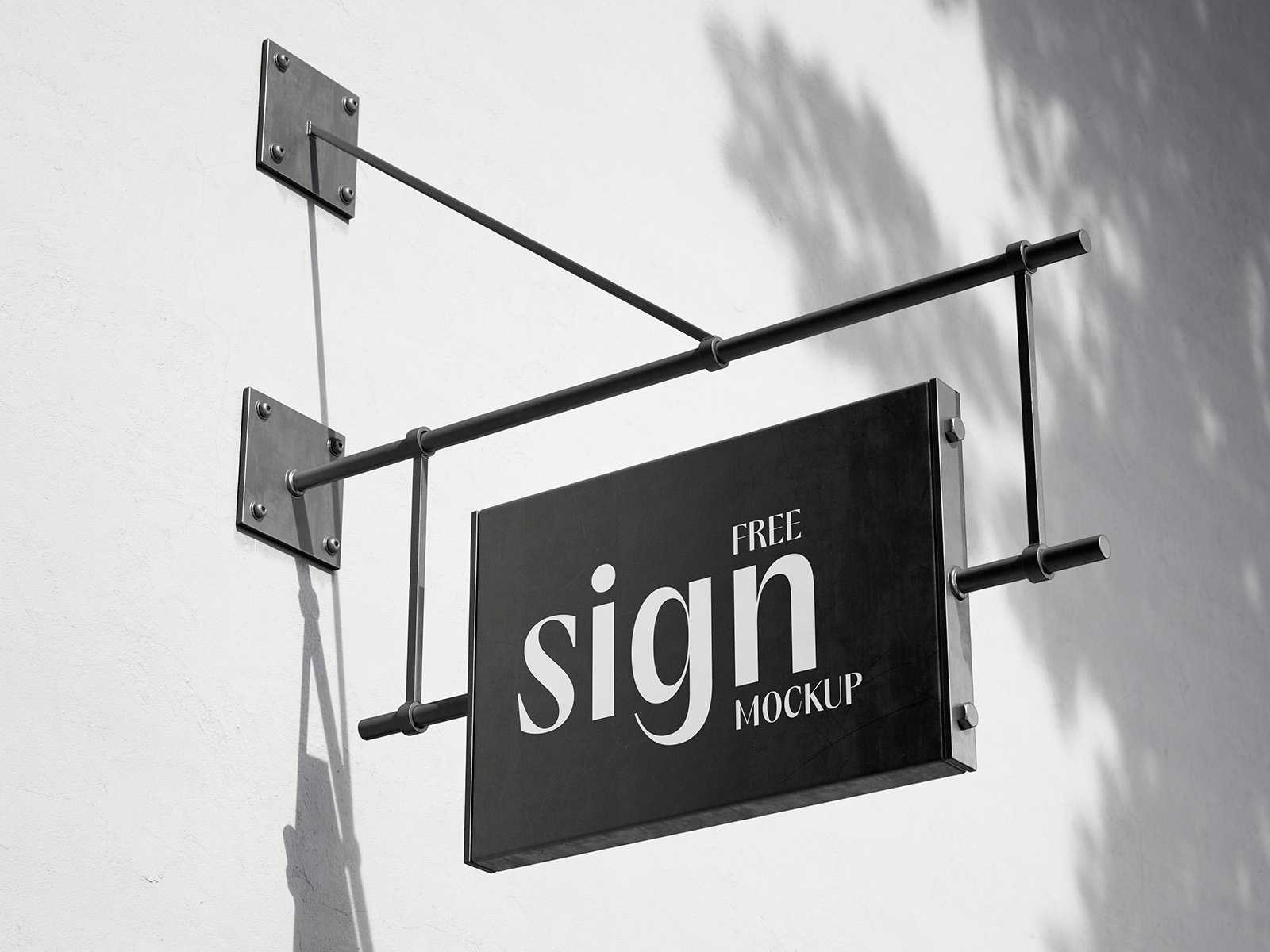 Hanging sign on blank wall mockup - Instant Download