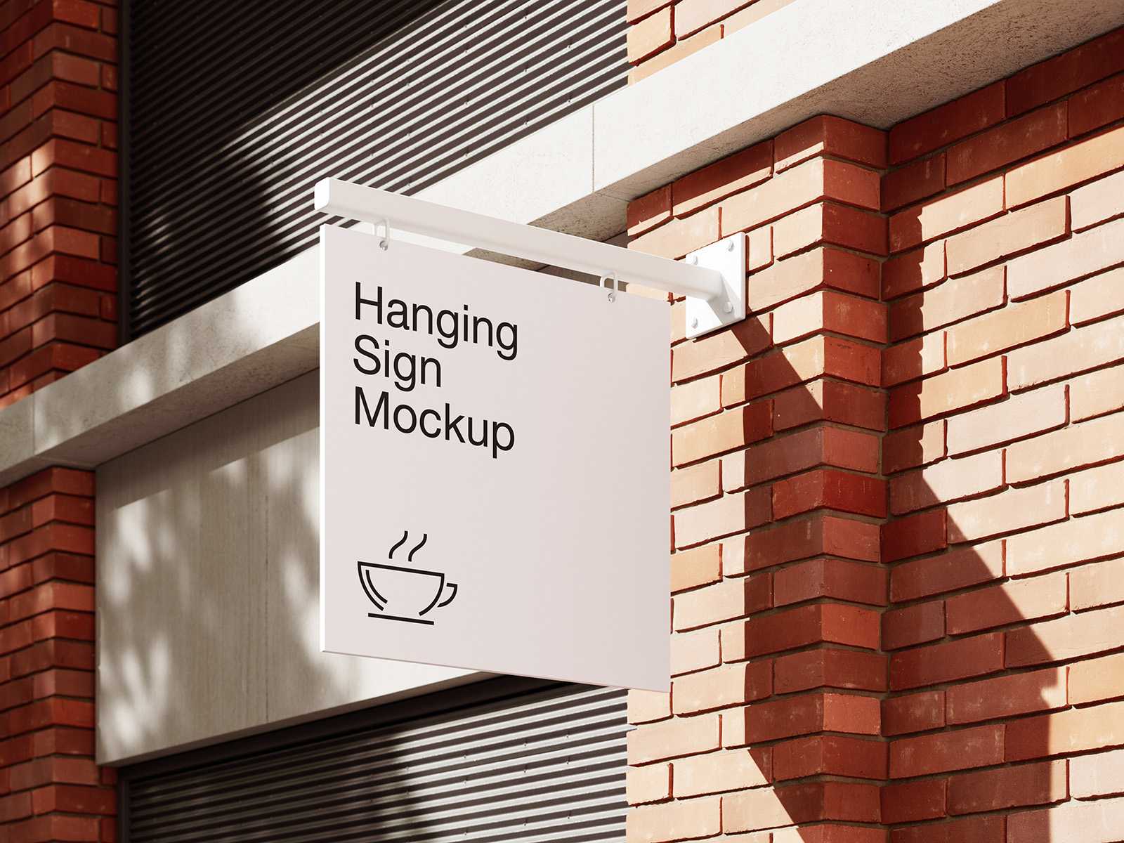 Hanging sign on brick wall mockup - Instant Download