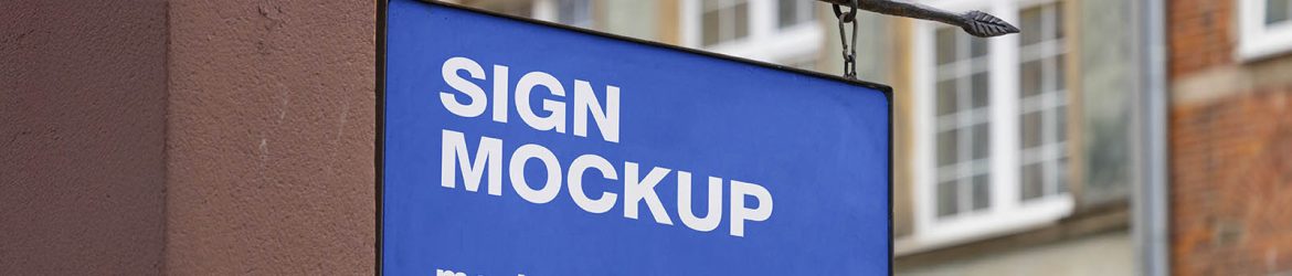 Hanging street signboard mockup Hanging street signboard mockup