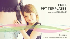 Happy child holding belly of pregnant woman PowerPoint Templates