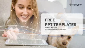 Happy woman using tablet PowerPoint Templates