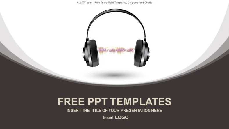 Headphone With Waves-Recreation PowerPoint Templates