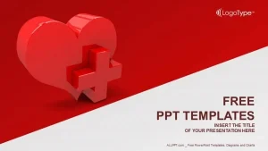 Heart with medical sign PowerPoint Templates
