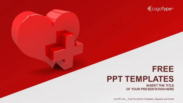 Heart with medical sign PowerPoint Templates
