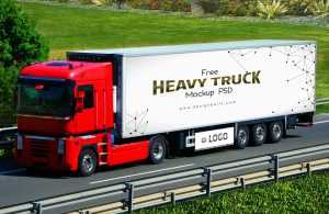 Heavy Duty Truck Vehicle Branding Mockup (PSD)