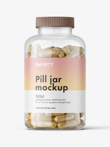 Herbal capsules jar mockup