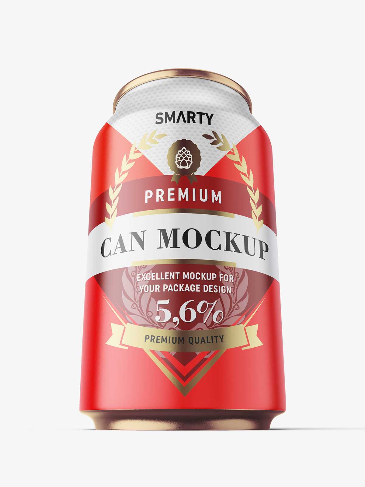 Heroic shot of matt beer can mockup / 330 ml