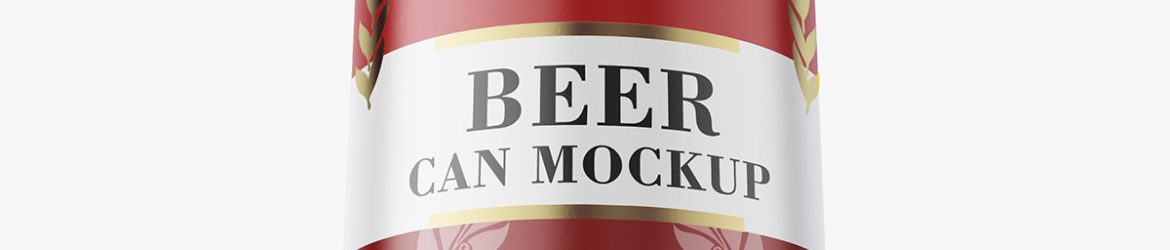 Heroic shot of matt beer can mockup / 500 ml