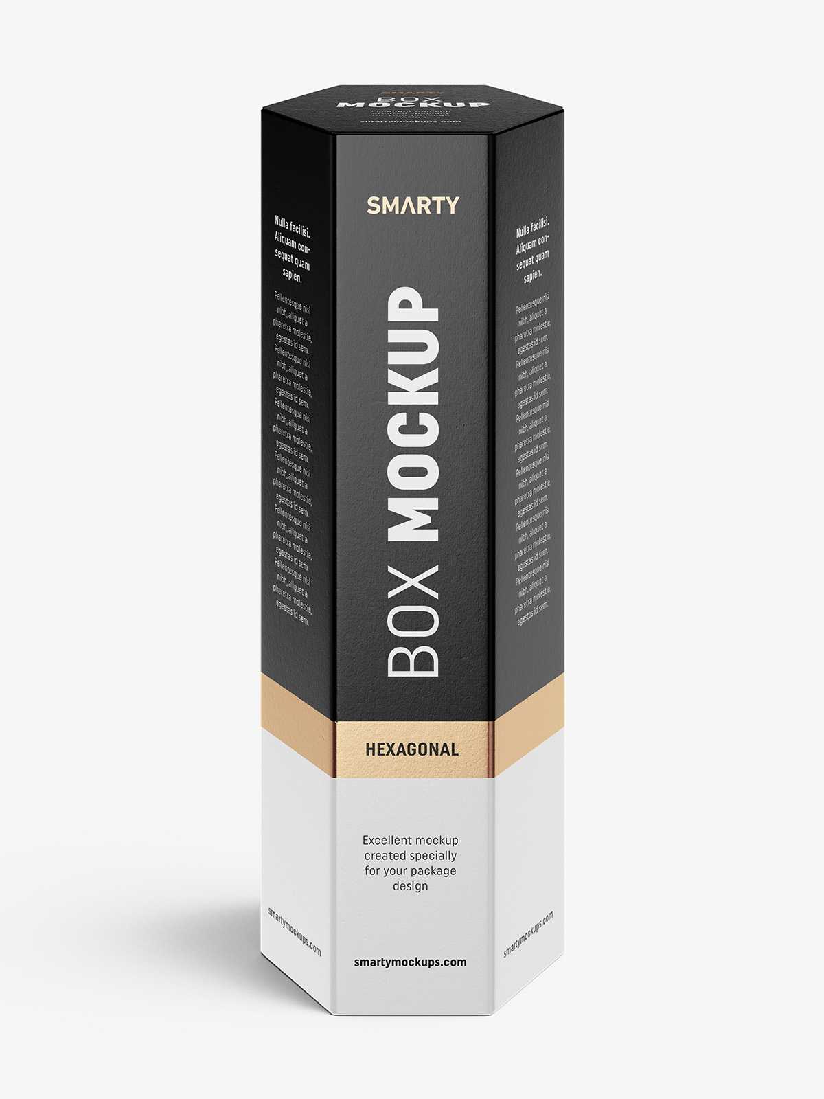 Hexagonal box mockup / white - metallic - kraft