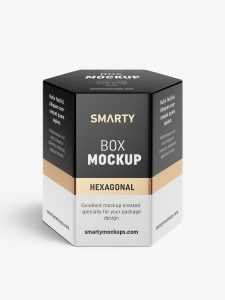 Hexagonal box mockup / white - metallic - kraft