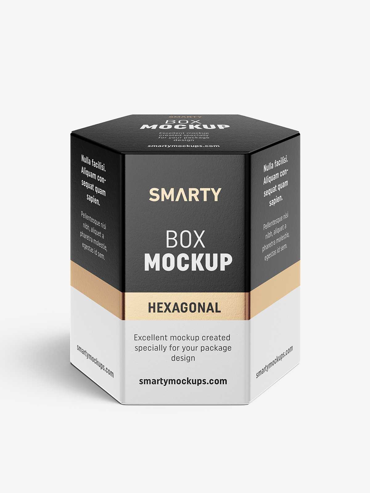 Hexagonal box mockup / white - metallic - kraft