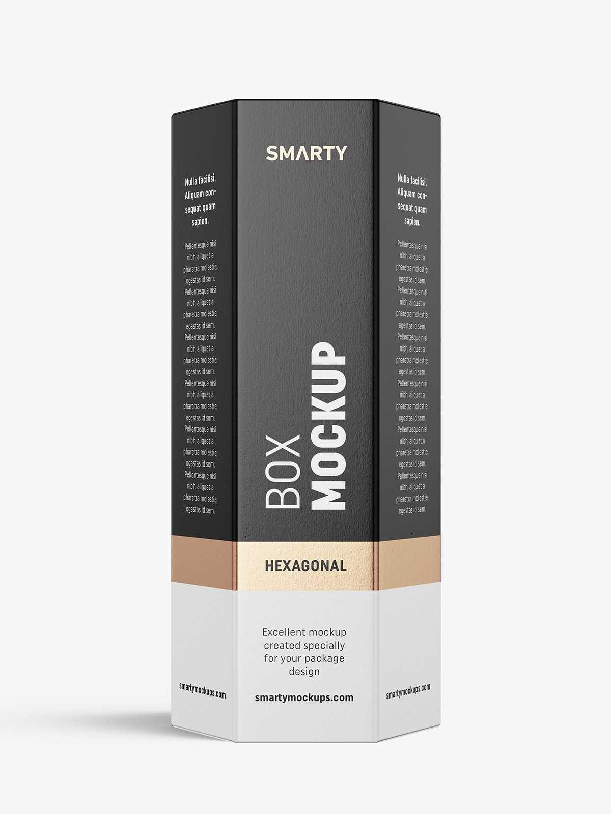 Hexagonal box mockup / white - metallic - kraft