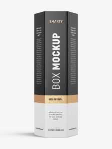 Hexagonal box mockup / white - metallic - kraft