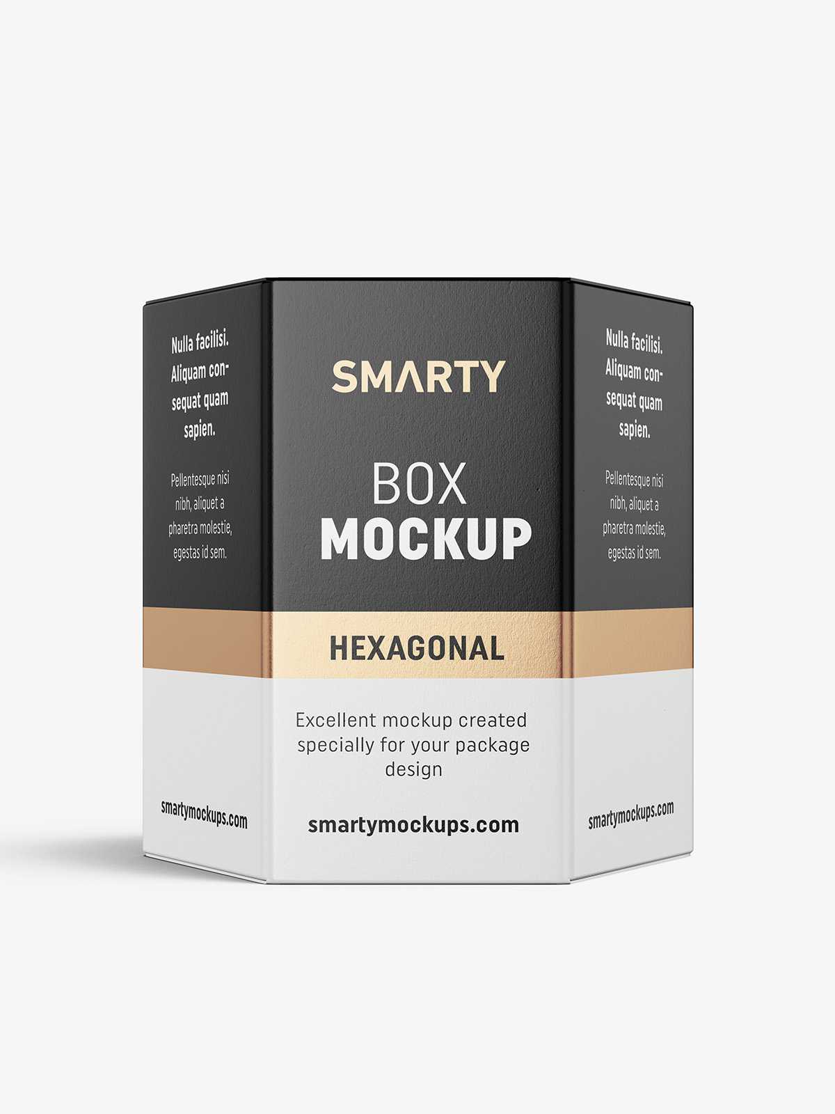 Hexagonal box mockup / white - metallic - kraft