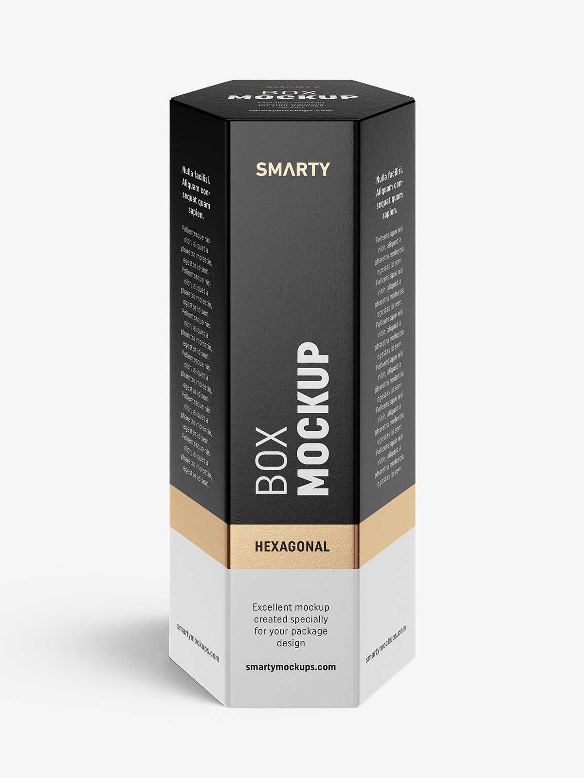 Hexagonal box mockup / white - metallic - kraft
