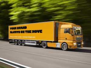 Highway semi-truck trailer mockup