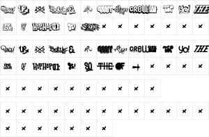 Mapa de caracteres da fonte Hip Hop Lab Font