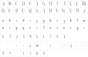 Mapa de caracteres da fonte Honey Font