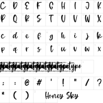 Mapa de caracteres da fonte Honey Sky Font
