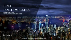 Hong Kong at night PowerPoint Templates