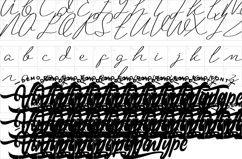 Mapa de caracteres da fonte Hopeflow Font