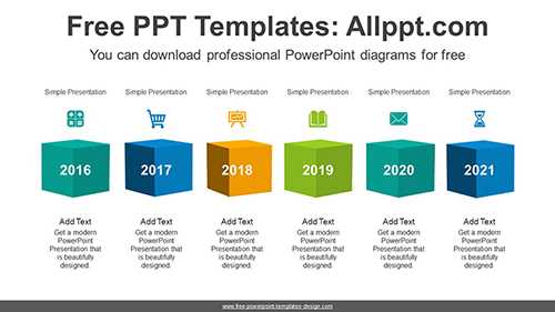 Horizontal 3D Cubes PowerPoint Diagram