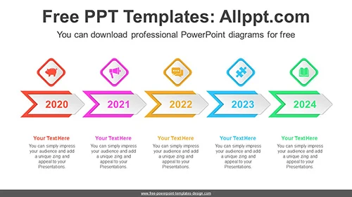Horizontal Chevron Arrows Align PPT Diagram