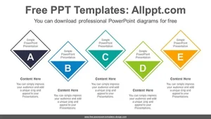 Horizontal Diamond List PowerPoint Diagram