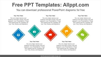 Horizontal diamond list PowerPoint Diagram Template