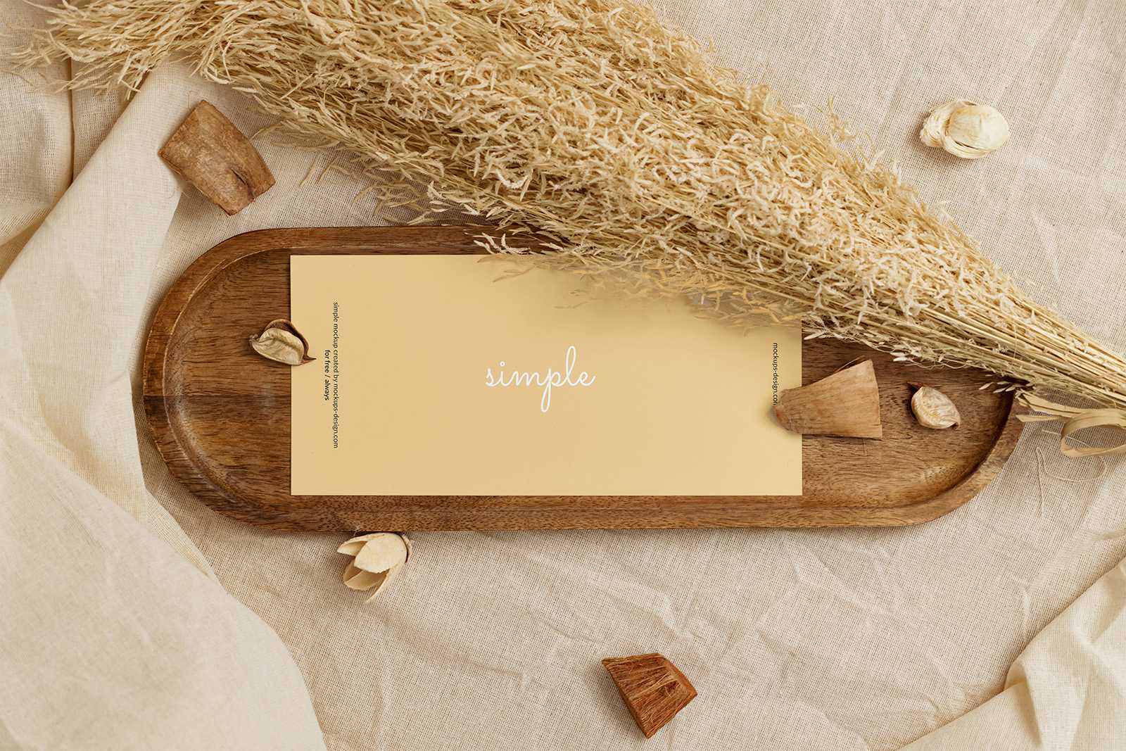 Horizontal DL flyer on wooden tray mockup