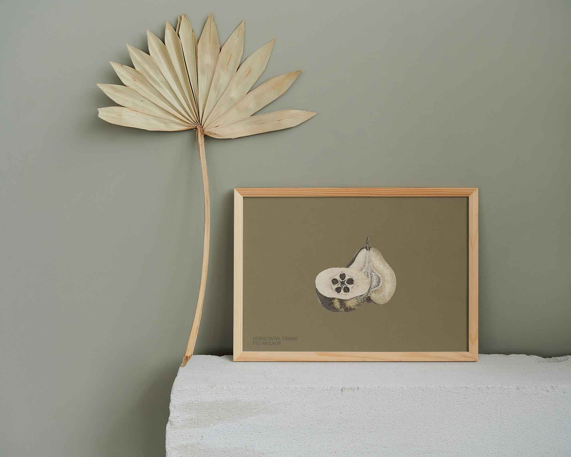 Horizontal Wooden Frame Mockup (PSD)