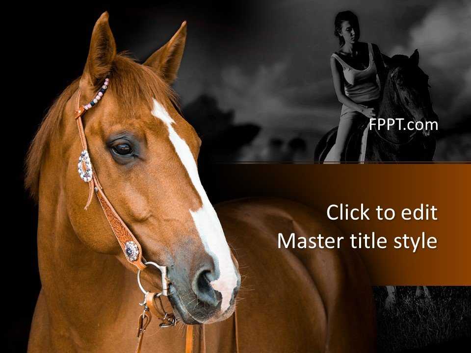 Horse PowerPoint Template Dark Theme