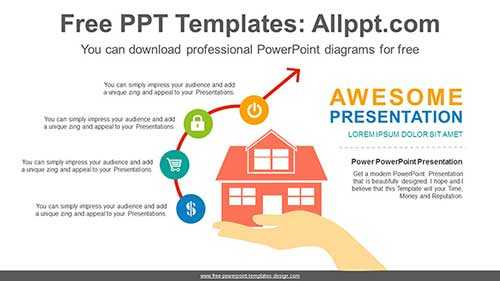 House ascending arrow PowerPoint Diagram