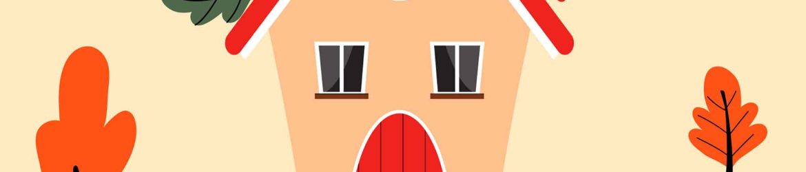 House in Autumn Illustration