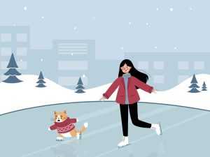 Ice Skating Girl Illustration