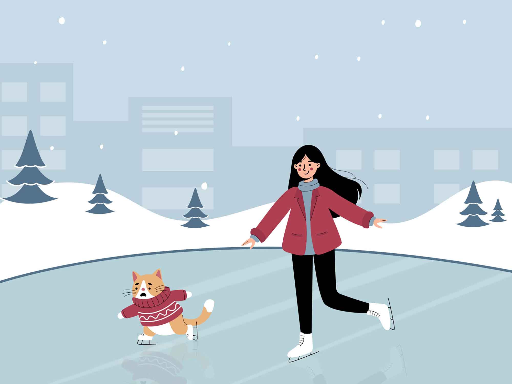 Ice Skating Girl Illustration