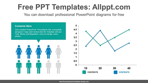 Icons-line chart PowerPoint Diagram Template