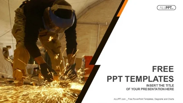 Industrial Worker at the factory welding closeup PowerPoint Templates