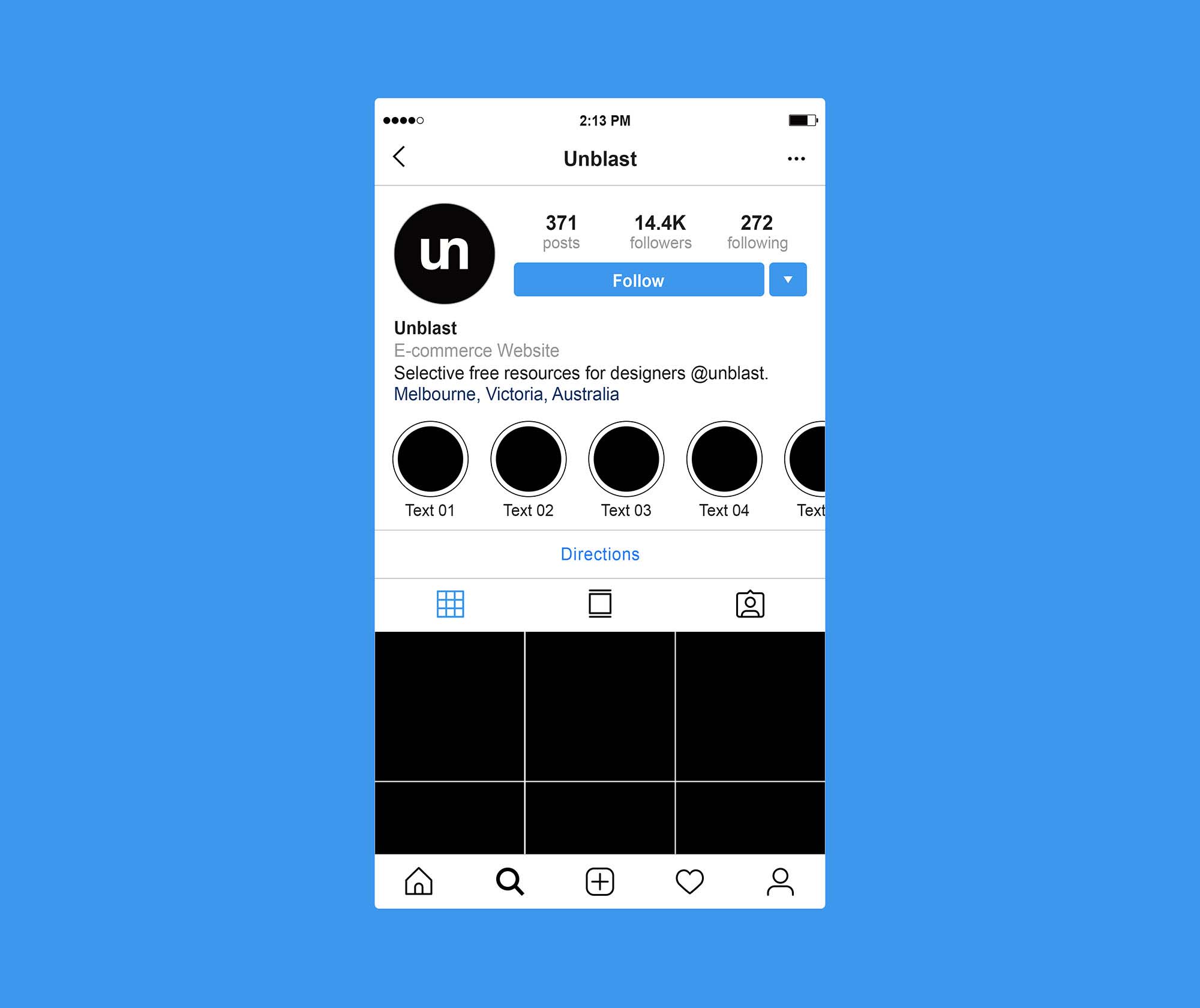 Instagram Profile Page Mockup (PSD)