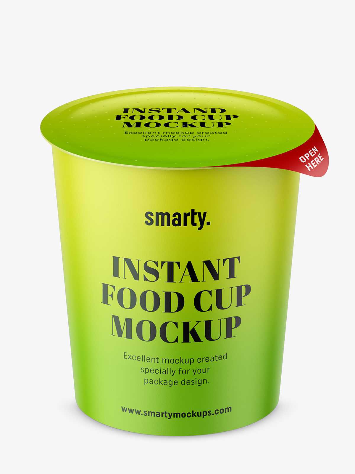 Instant food cup mockup / matt / top view