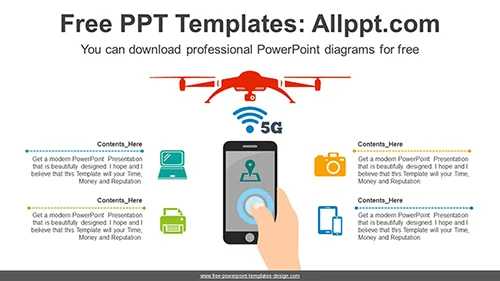 IoT Drone Control PowerPoint Diagram Template
