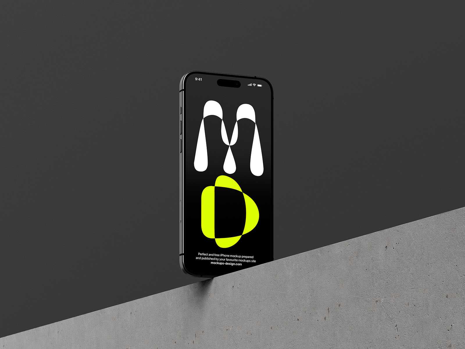 iPhone 15 on concrete background mockup